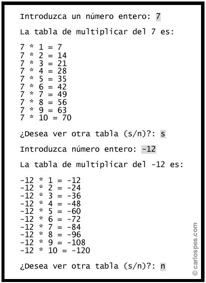 Programa que calcula tablas de multiplicar