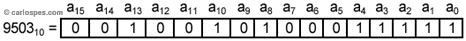 Representación 9503 en Binario Puro