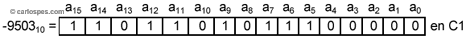 Representación 9503 en Complemento a 1