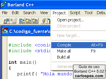 Compilar en Borland C++ 5.02