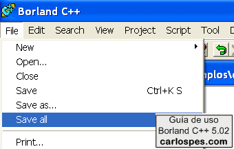 Guardar todo en Borland C++ 5.02