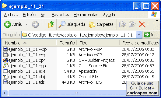 Archivos del proyecto en Borland C++ Builder 4