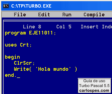 Editar archivo en Borland Turbo Pascal 5.5