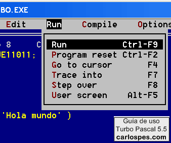 Ejecutar programa en Borland Turbo Pascal 5.5