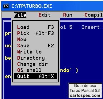 Salir de Borland Turbo Pascal 5.5