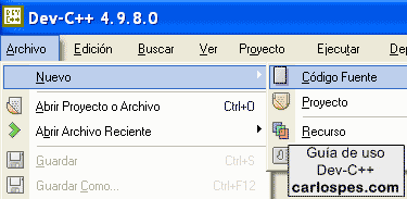 Crear archivo nuevo en Dev-C++