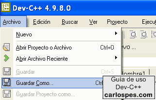 Guardar como... en Dev-C++