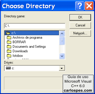 Seleccionar carpeta en Microsoft Visual C++ 6.0