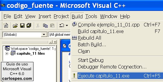 Ejecutar en Microsoft Visual C++ 6.0
