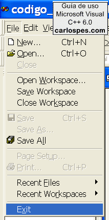 Salir de Microsoft Visual C++ 6.0