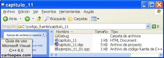 Ver archivos del proyecto en Microsoft Visual C++ 6.0